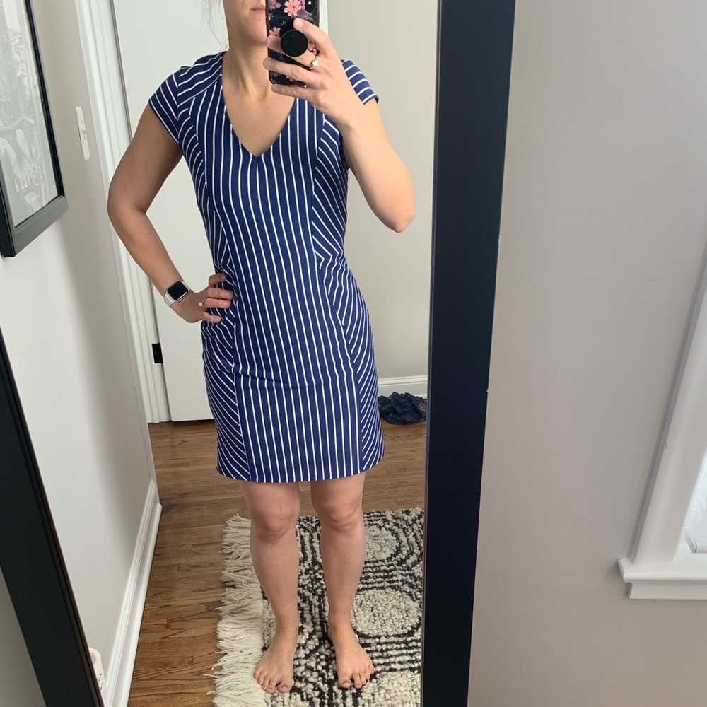 Blue and white dress